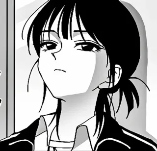 🖤 Anime, Manga, Femme, Fille, Noir et blanc, Portrait, Femme, Dessin animé telegram sticker