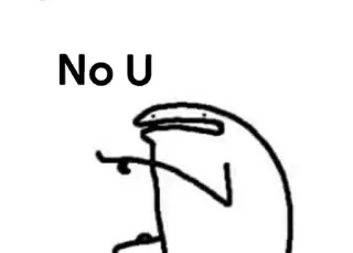 ↩️ No U boneco palito, dedo apontando, insulto, meme, simples, minimalista whatsapp sticker