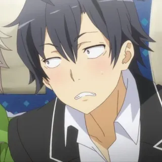 😖 Hikigaya Hachiman My Teen Romantic Comedy SNAFU Anime, Personaggio, SNAFU, Hikigaya, Hachiman, Espressione telegram sticker