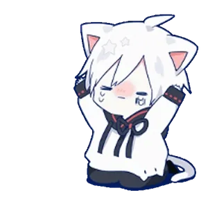 😞 mèo, anime, manga, kawaii, dễ thương, neko whatsapp sticker
