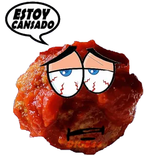 😓 ESTOY CANSADO food, chicken wing, tired, spanish, exhausted, sad telegram sticker