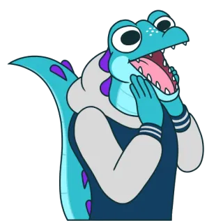 😱 Dessin animé, Animal, Anthropomorphe, Mignon, Bleu, Lézard whatsapp sticker