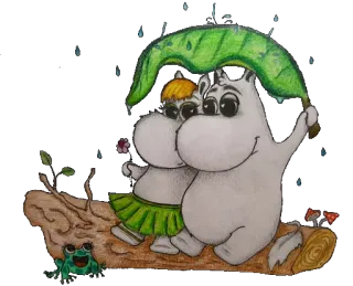 ❤️ Moomin kartun, Moomin, persahabatan, lucu, alam, hujan whatsapp sticker