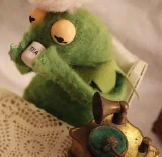☕️ Kermit the Frog TEA kermit, rana, tè, muppets, burattino telegram sticker