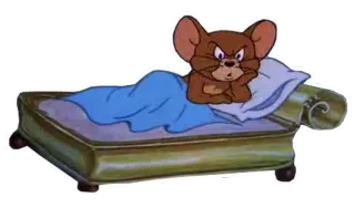 ❤️ Jerry Mouse Tom and Jerry Dibujo animado, Ratón, Cama, Gruñón, Enojado telegram sticker