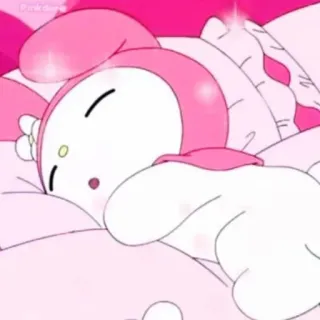 😴 My Melody My Melody, Sanrio, durmiendo, kawaii, personaje de dibujos animados, anime, lindo, rosa telegram sticker