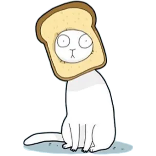 😯 gato, pão, torrada, animal, desenho animado, engraçado, meme whatsapp sticker