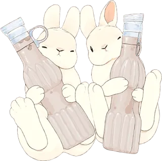 🐰 Kaninchen, Flaschen, süß, Tiere, Getränk whatsapp sticker