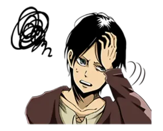 😅 Eren Yeager Attack on Titan Anime, Eren Yeager, Attack on Titan, triste, confuso, chateado telegram sticker