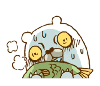 🐟 beruang, kartun, ikan, keringat, kelelahan, imut, binatang telegram sticker