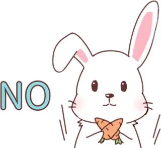 🙅‍♀️ NO conejo, zanahoria, no, animal whatsapp sticker
