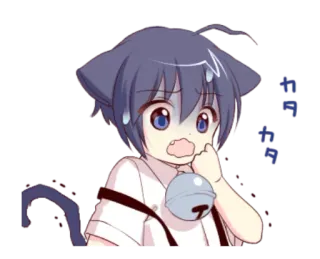 😱 Anime, Gatto, Sudore, Carino, Nervoso telegram sticker