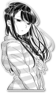 😳 Komi Shouko Komi Can't Communicate Anime, Manga, Komi no puede comunicarse, Komi Shouko, Chica, Blanco y negro telegram sticker