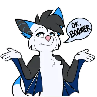 😒 OK. BOOMER Meme, Ok boomer, Pipistrello, Animale, Cartone animato, Slang, Battuta telegram sticker