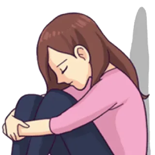 😔 verdrietig, emotioneel, depressief, vrouw, boos, cartoon telegram sticker