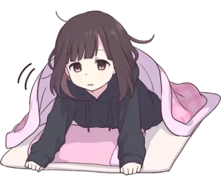 😪 Anime, Fille, Couverture, Kawaii, Mignon, Chibi telegram sticker