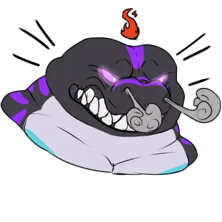 😠 monster, makhluk, kartun, asap, fantasi, marah, iblis, anime telegram sticker