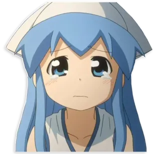 😢 Ika Musume Squid Girl anime, Squid Girl, Ika Musume, llorando, triste telegram sticker