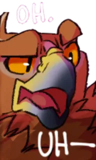 🤨 OH. UH- desenho animado, pássaro, animal, chocado, surpreso whatsapp sticker