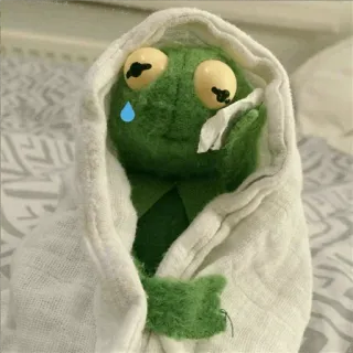 ☹️ Kermit kermit, triste, piangere, rana, burattino, muppet whatsapp sticker
