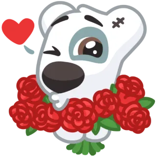 💐 anjing, mawar, imut, kartun, bunga whatsapp sticker
