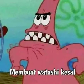 ⭐️ Patrick Star Spongebob Squarepants Membuat watashi kesal 만화, 스폰지밥, 뚱이, 밈, 웃긴, 화난 telegram sticker