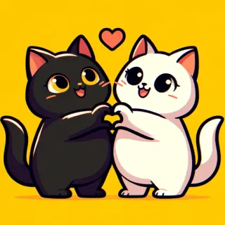 🫶 cat, animal, heart, love, cute, cartoon, illustration telegram sticker