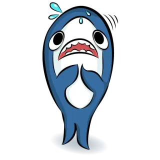 😰 Tiburón, Dibujos animados, Llorando, Triste, Animal, Pez telegram sticker