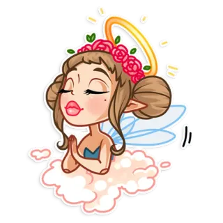 😇 ángel, hada, alas, dibujos animados, lindo, halo, nube whatsapp sticker