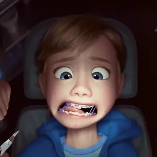 🦷 Bing Bong Inside Out cartoon, discomfort, dentist, sadness, fear, animated, braces telegram sticker