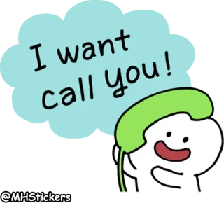 🤙 I want call you! chamada, fofo, desenho animado, engraçado, quero telegram sticker