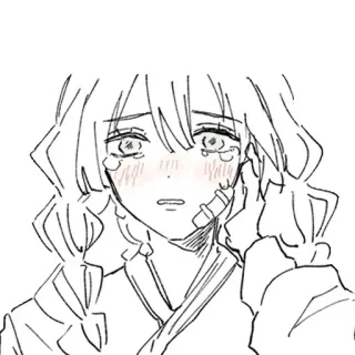 😭 anime, sad, crying, sketch, bandages, girl, manga telegram sticker