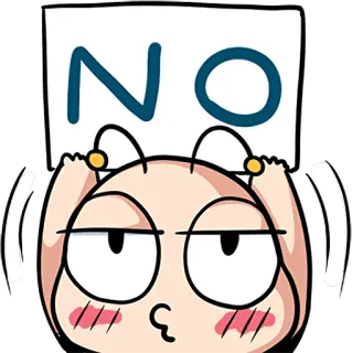 😗 NO no, protesta, letrero, dibujo animado, desaprobación, negación whatsapp sticker