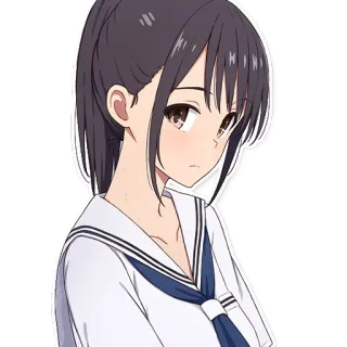 😏 Anime, Chica, Uniforme escolar, Dibujo animado, Pegatina telegram sticker