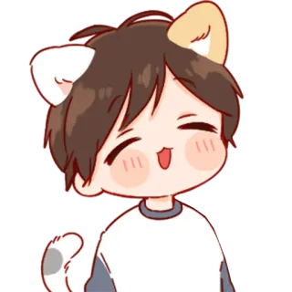 💞 Dibujos animados, Gato, Lindo, Chico, Anime, Kawaii whatsapp sticker