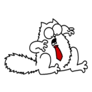 😱 gato, desenho animado, surpreso, gravata vermelha, gato branco whatsapp sticker
