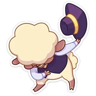 😊 sheep, animal, cartoon, character, illustration, formal, hat telegram sticker