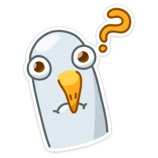 ❓ ponto de interrogação, pergunta, desenho animado, confuso, pássaro, pensando, animal, personagem whatsapp sticker