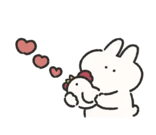 🍰 thỏ, gà, yêu, dễ thương, trái tim telegram sticker