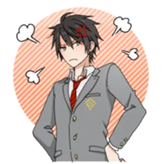 💢 anime, manga, angry, upset, anime boy, school uniform telegram sticker