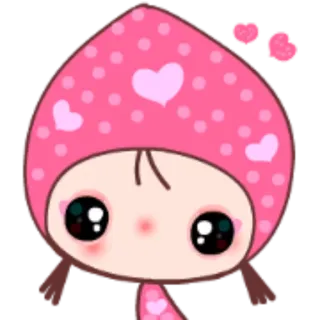 ❤ mignon, dessin animé, fille, rose, coeur, kawaii, autocollant whatsapp sticker