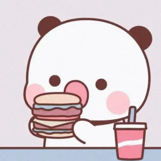 🍒 Panda, Kreskówka, Słodkie, Jedzenie, Burger, Napój, Kawaii telegram sticker