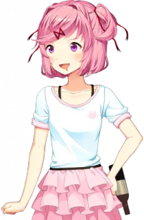 💕 Natsuki Doki Doki Literature Club! Anime, Manga, Słodkie, Różowy, Dziewczyna, Kawaii telegram sticker