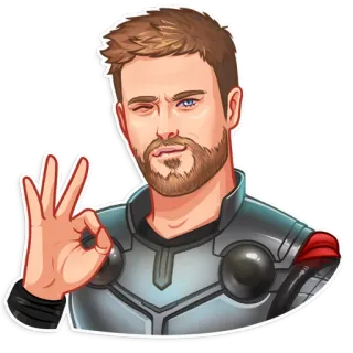 👌 Thor Marvel, Thor, Vengadores, Superhéroe, Ok, Guiño telegram sticker