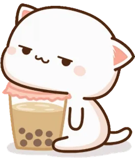 😒 gato, bubble tea, lindo, kawaii, pegatina, boba tea telegram sticker