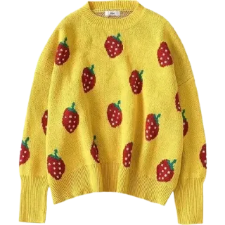 🤩 pull, fraise, jaune, tricot, vêtement, mode telegram sticker