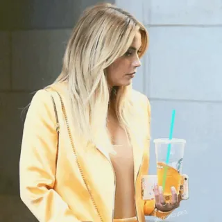 🍓 woman, blonde, drink, starbucks, portrait, lifestyle telegram sticker