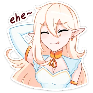 ☺️ ehe~ Anime Mädchen, Cartoon, Elf, Süß, Fröhlich, Lächelnd whatsapp sticker