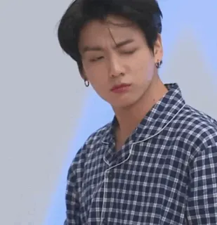 😐 Jungkook kpop, zanger, man, persoon, pyjama telegram sticker
