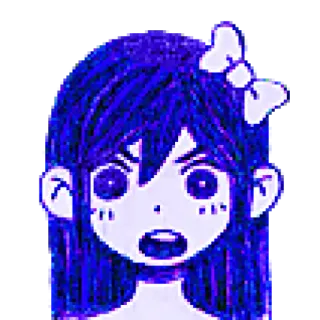 😤 Aubrey Omori en colère, animé, Omori, pixel art, fille, violet telegram sticker